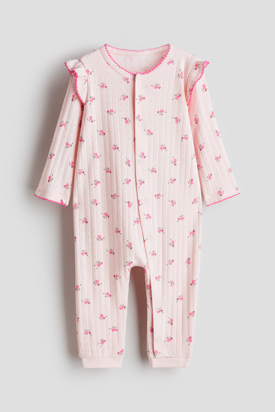 Cotton pointelle sleepsuit - Light Pink Floral / 1.5-2 Years