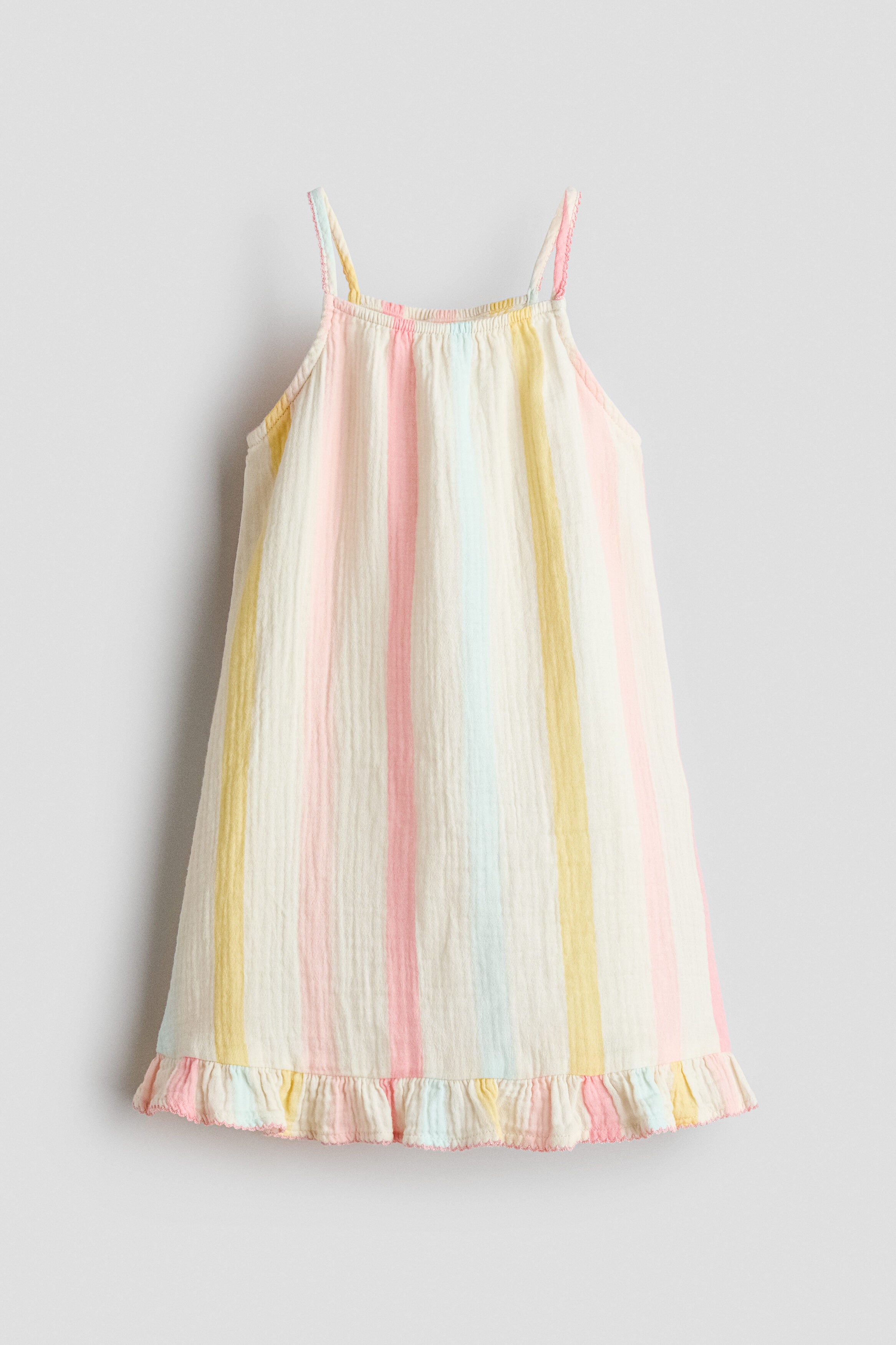 Flounced strappy dress - Cream Striped / 9-10 Years