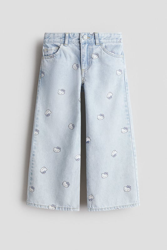 Printed Wide Leg Jeans