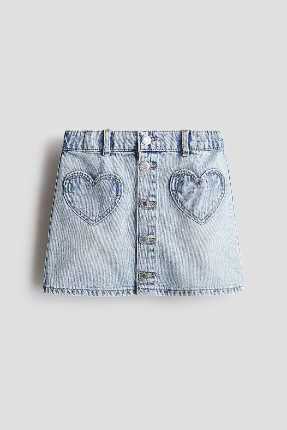 A-line denim skirt - Light Denim Blue Hearts / 2-3 Years