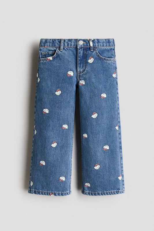 Printed Wide Leg Jeans