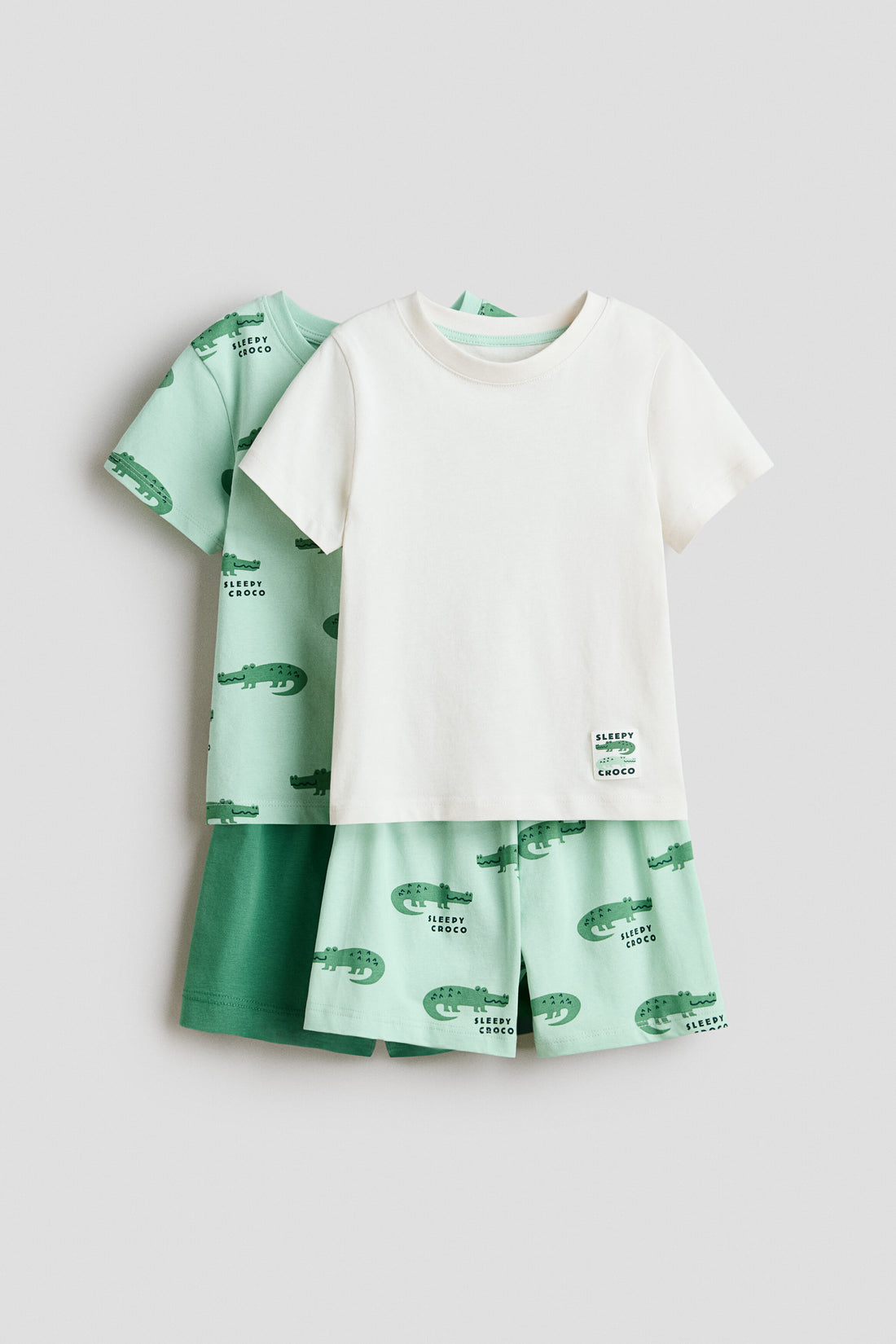 2-pack printed cotton pyjamas - Light Green Crocodiles / 8-10 Years