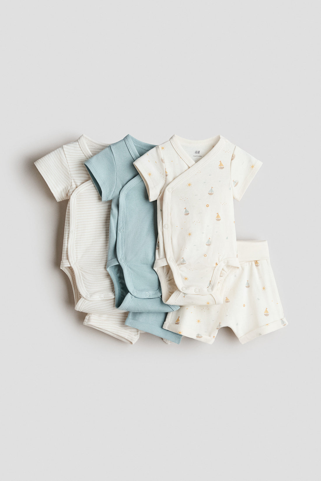 6-piece jersey set - Light Dusty Blue Sailing Boats / 1-2 Months