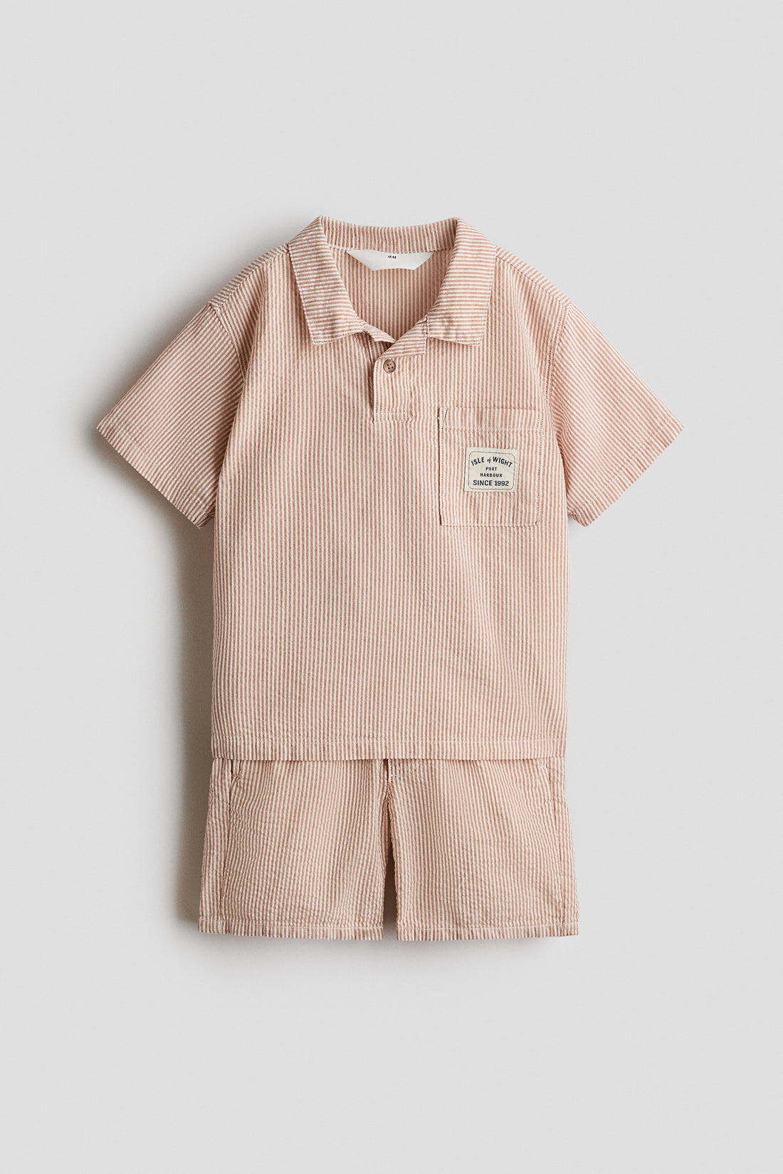 2-piece cotton seersucker set - Brown Striped / 1.5-2 Years