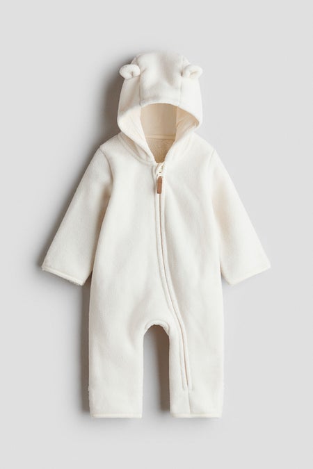 Hooded fleece all-in-one suit