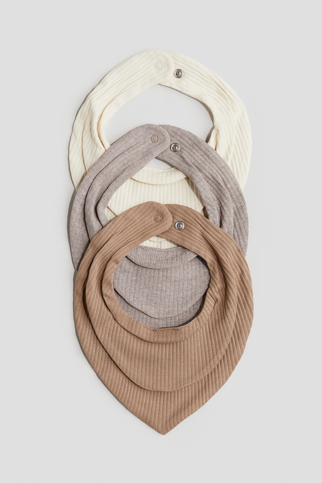 3-pack ribbed triangular scarves - White Greige Marl