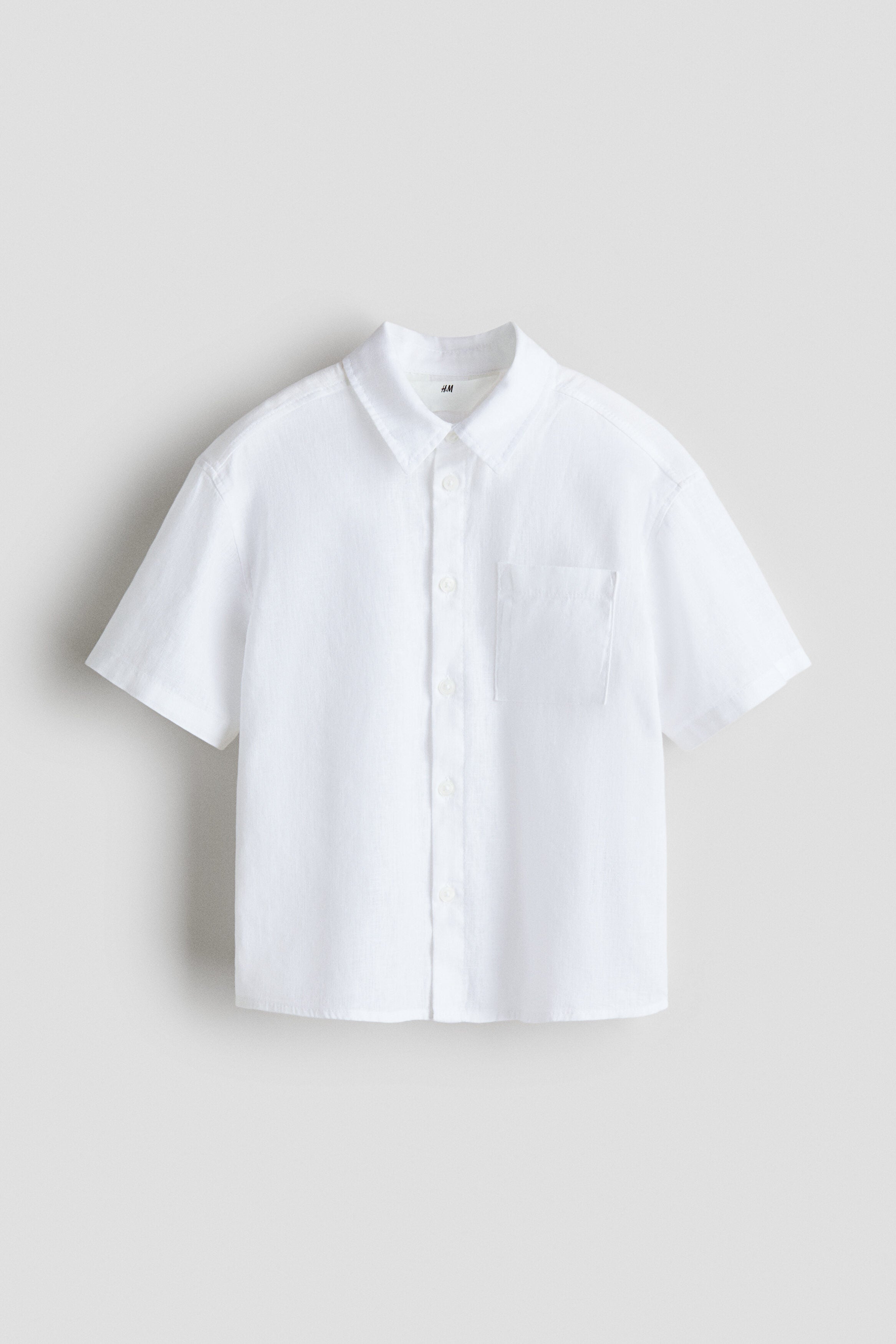 Short-sleeved linen-blend shirt - White 0 / 1.5-2 Years