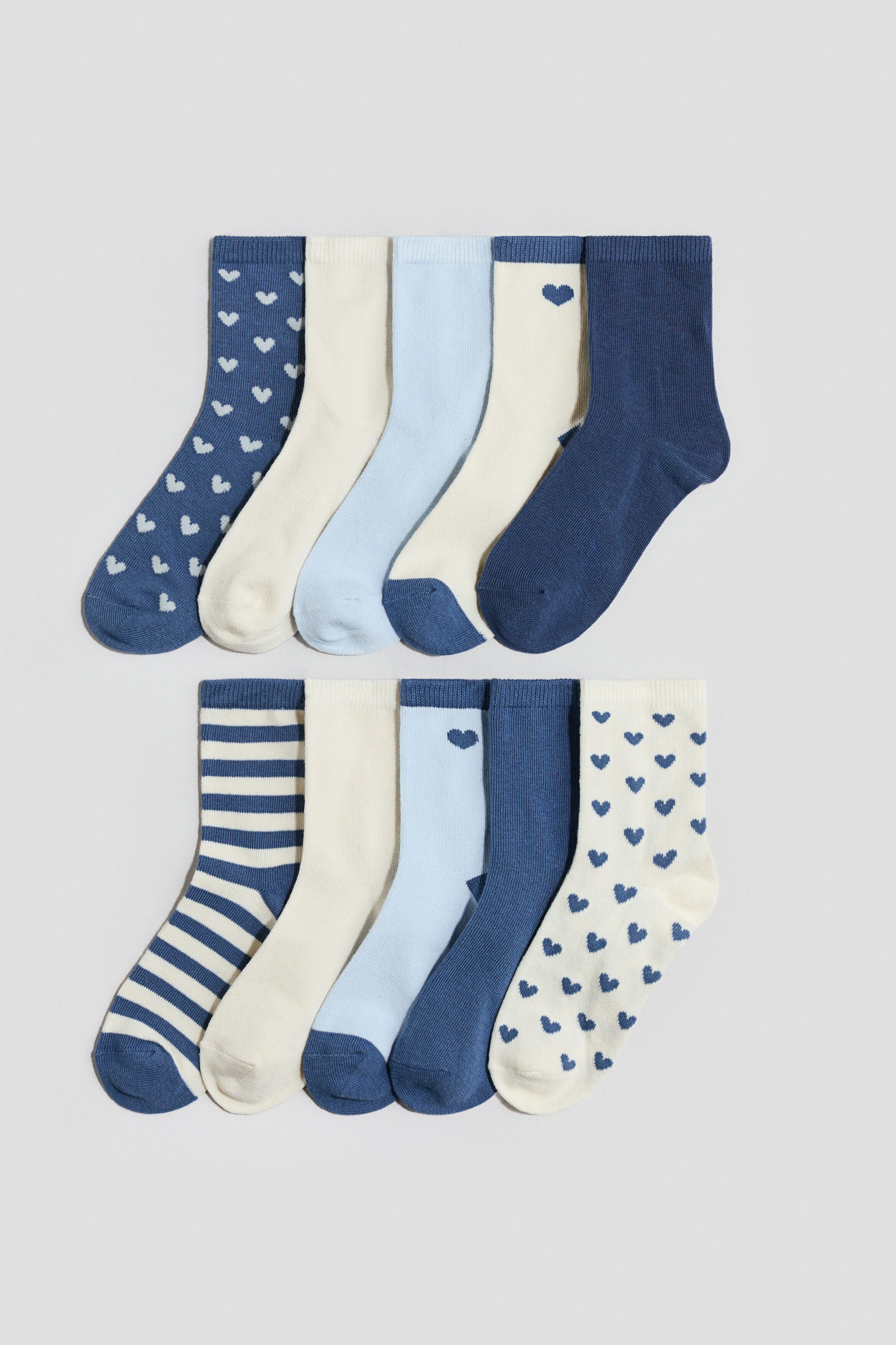 10-pack socks - Blue Hearts / 1.5-3.5
