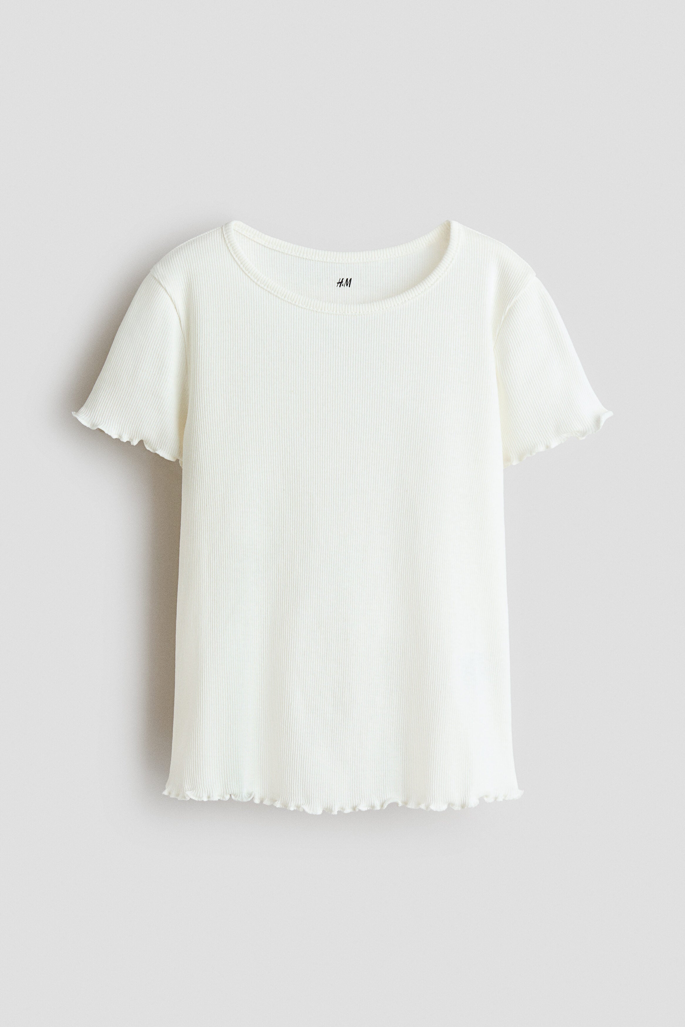Overlocked ribbed T-shirt - Cream / 4-6 Years