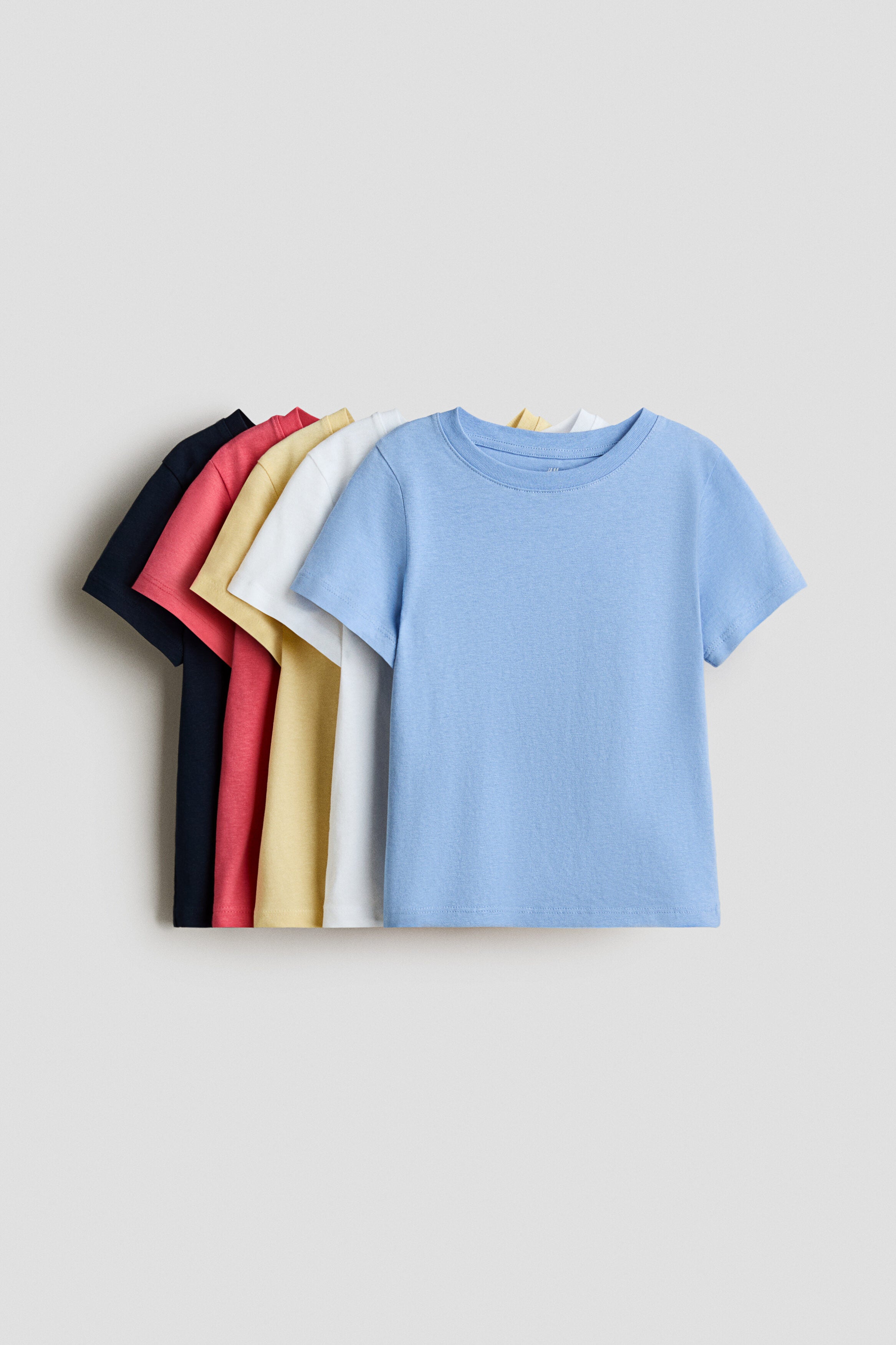 5-pack cotton T-shirts - Blue White Yellow / 1.5-2 Years
