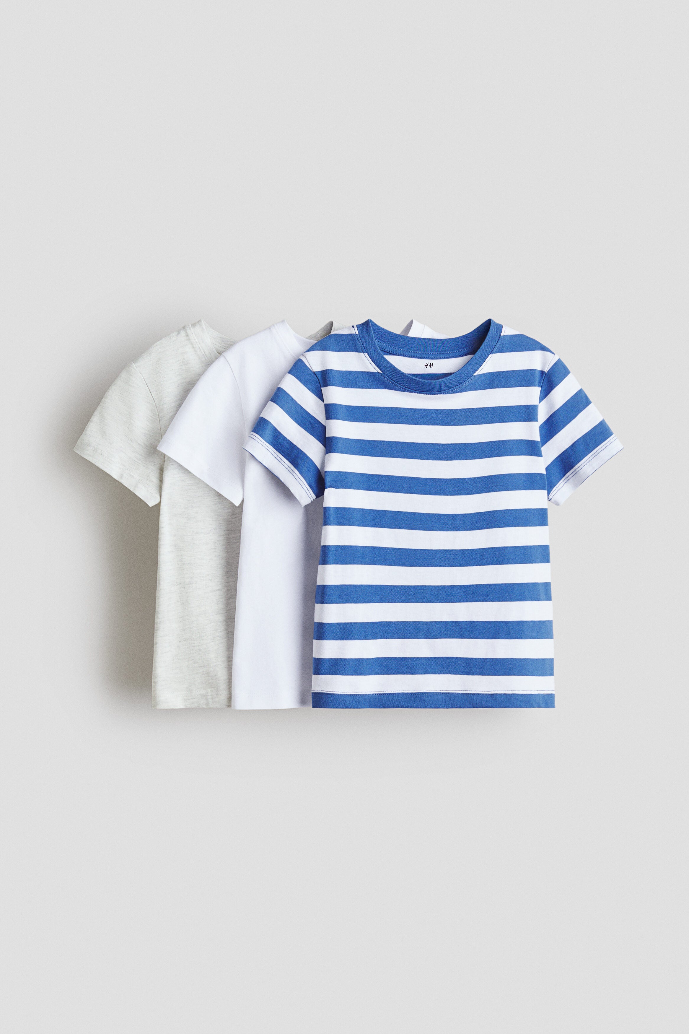 3-pack cotton T-shirts - Blue Striped 0 / 1.5-2 Years