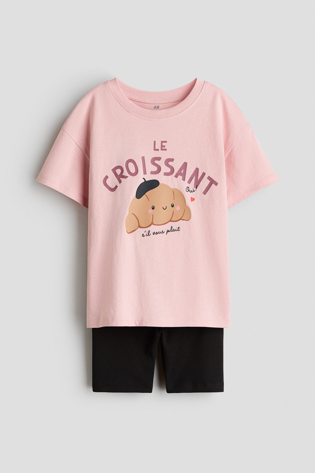 2-piece cotton jersey set - Light Pink Croissant / 9-10 Years