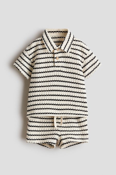 2-piece hole-knit cotton set