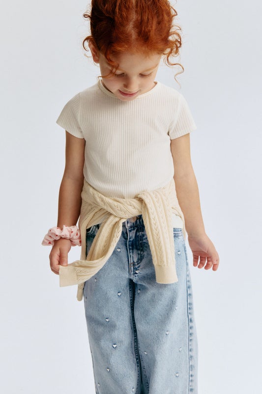 Motif-detail wide leg jeans