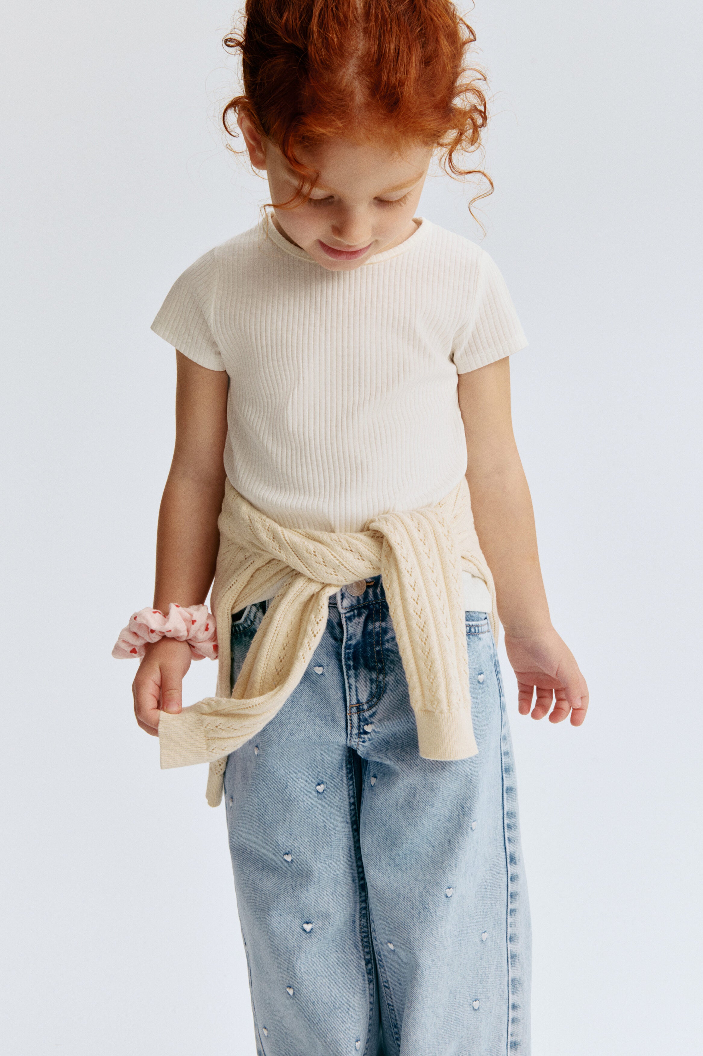 Motif-detail wide leg jeans