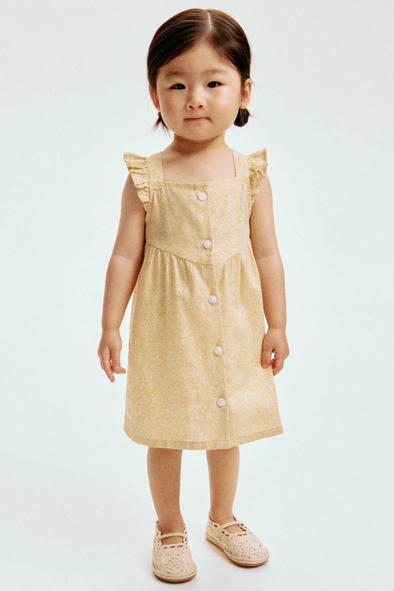 Flounce-trimmed cotton dress Image 1 of 5
