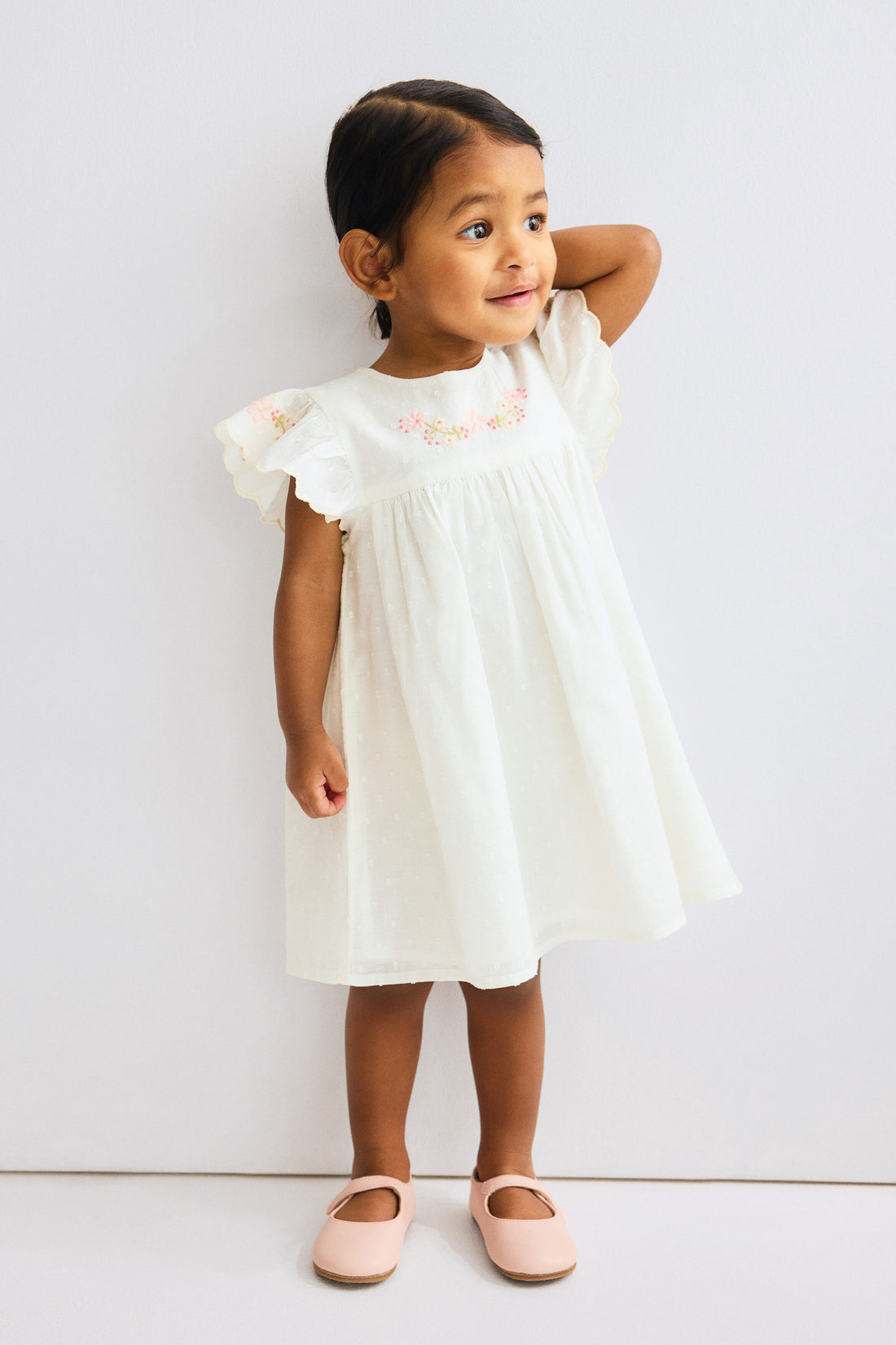 Embroidery-detail cotton dress - 12M