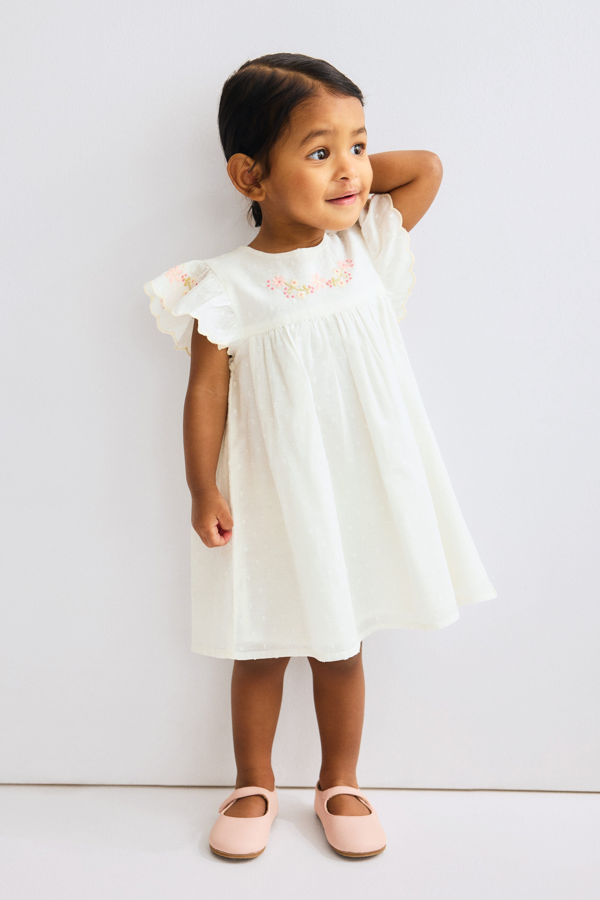 Embroidery-detail cotton dress - 12M