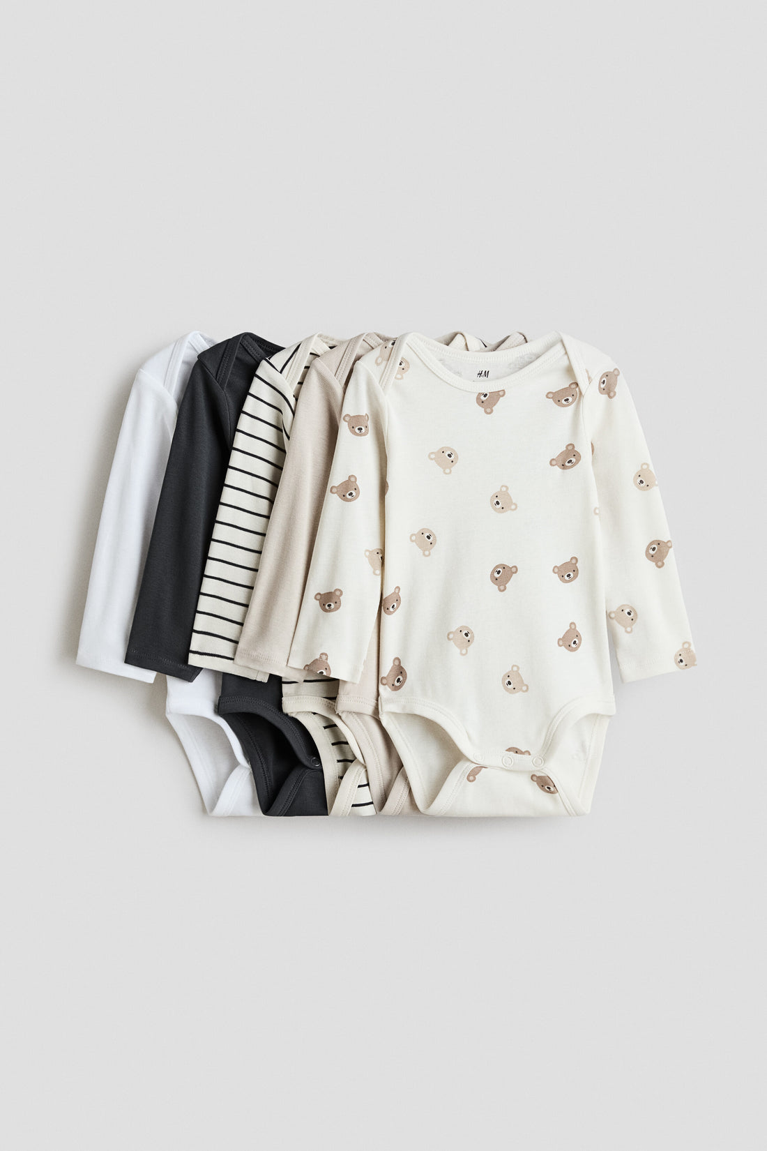 5-pack long-sleeved bodysuits - Dark Grey Bears / 1.5-2 Years
