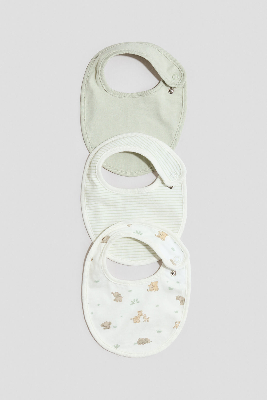 3-pack jersey bibs - Light Green Animals