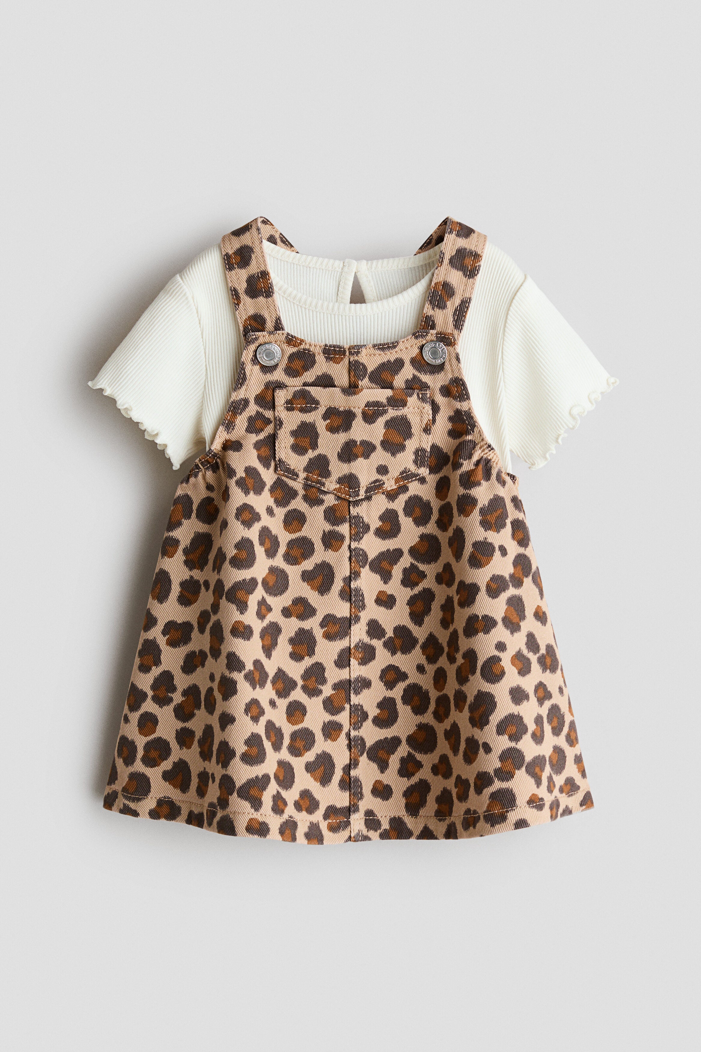 2-piece dungaree dress and top set - 12M