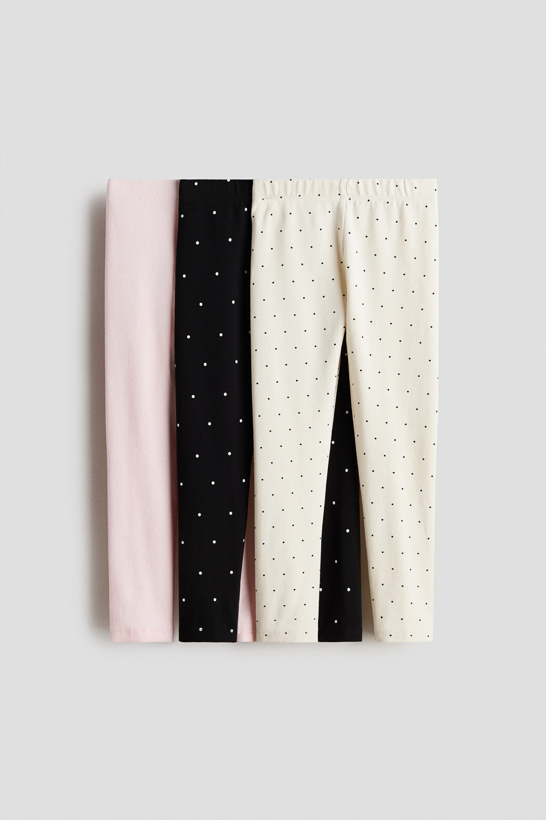 3-pack cotton leggings - Black Spotted / 9-10 Years