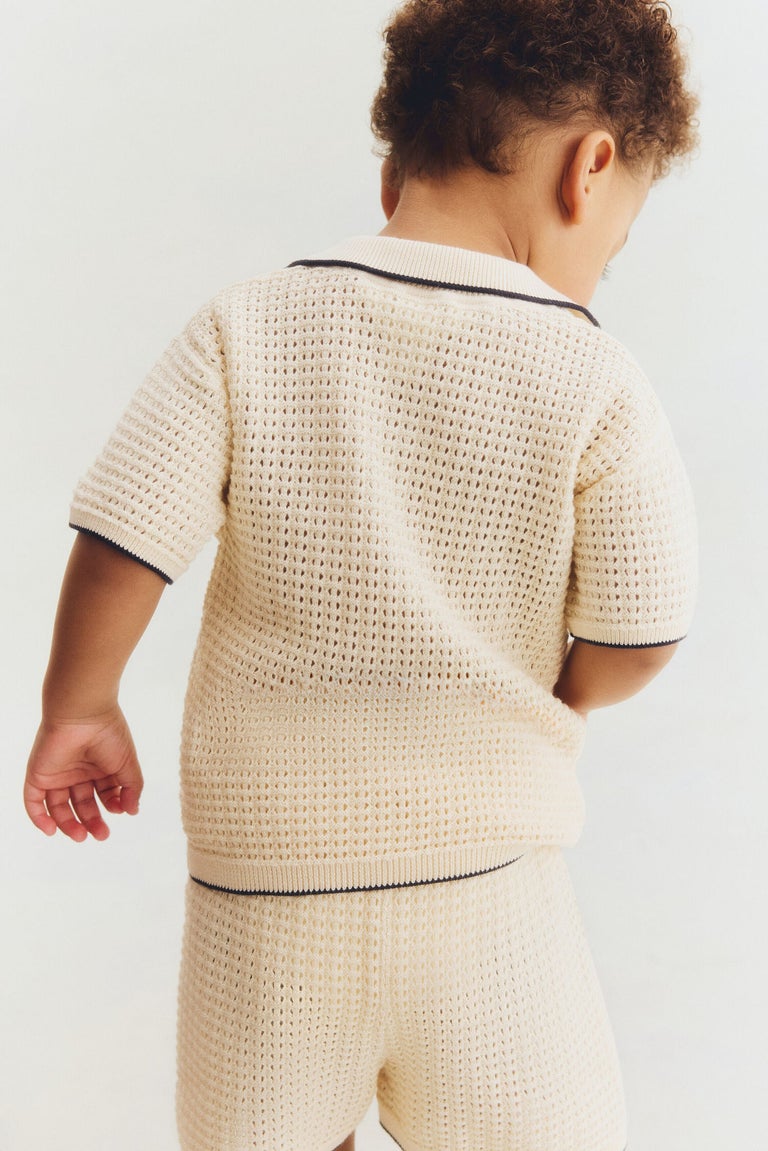 2-piece hole-knit cotton set Image 2 of 6