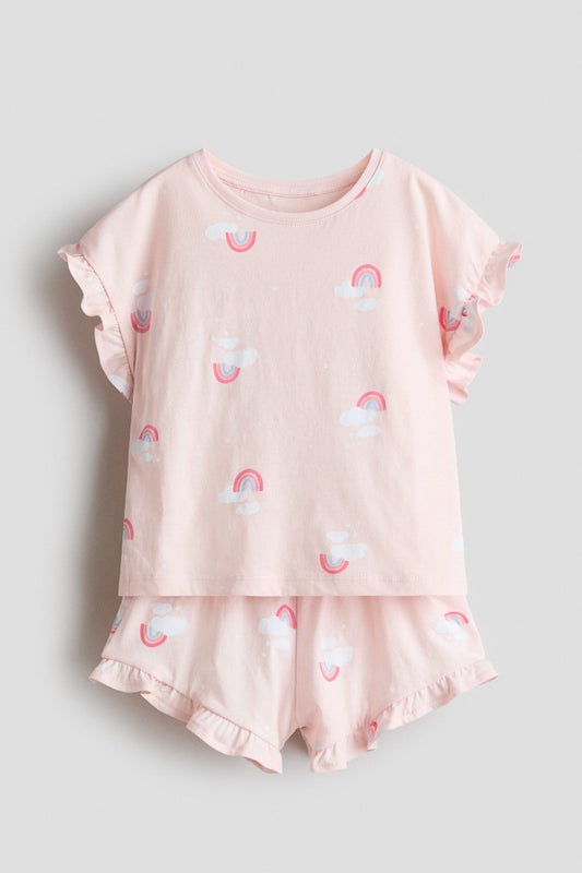 Frill-trimmed printed pyjamas
