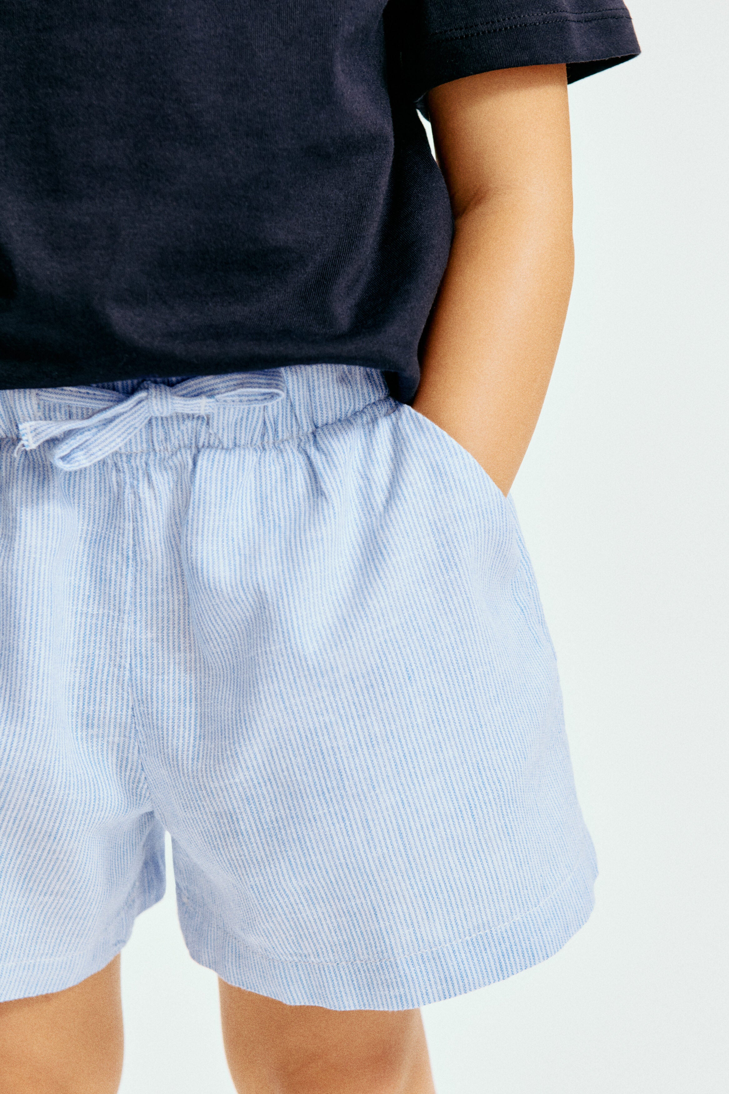 Linen-blend shorts - Blue Striped / 1.5-2 Years