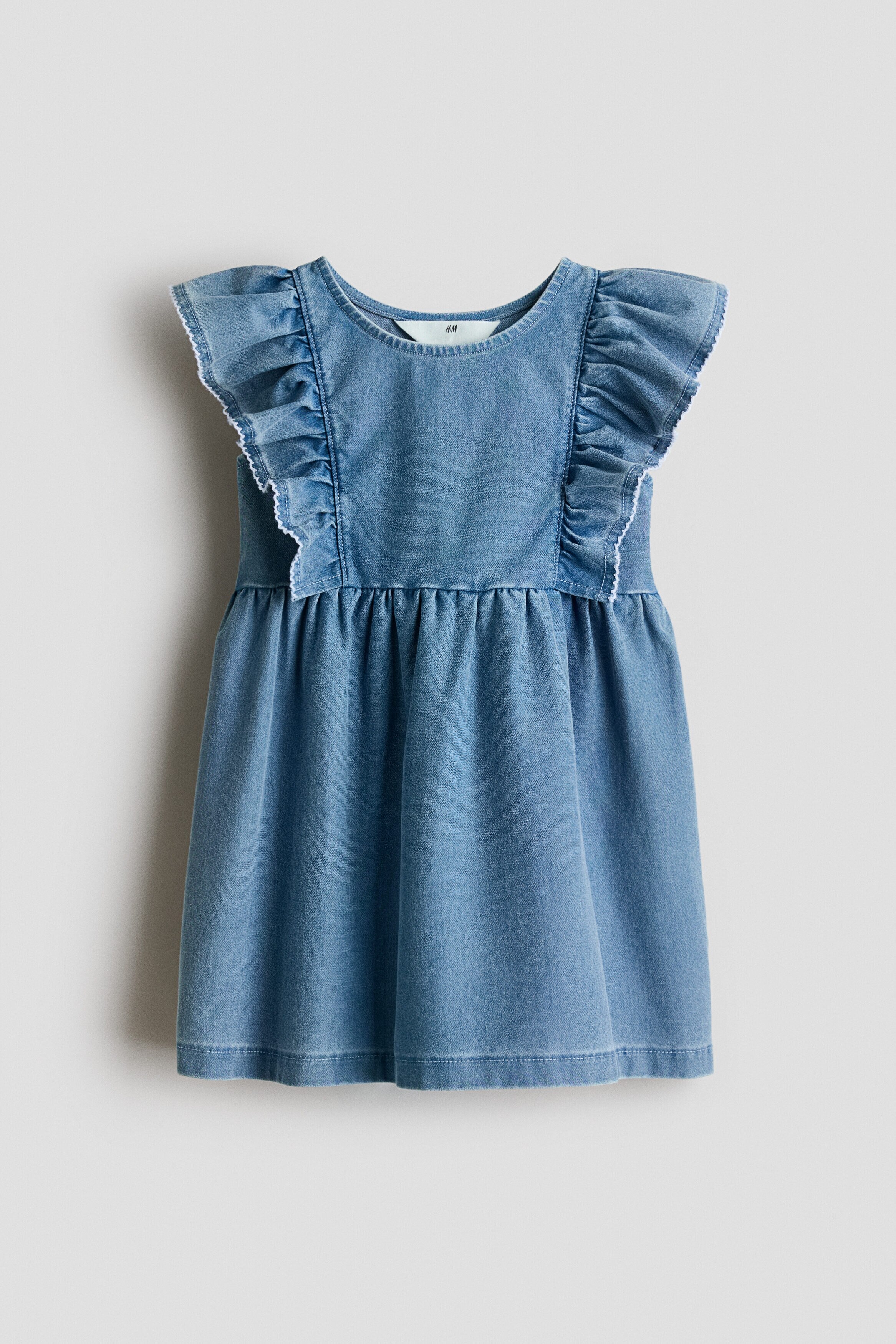 Flounced sweatshirt dress - Blue / 8-10 Years