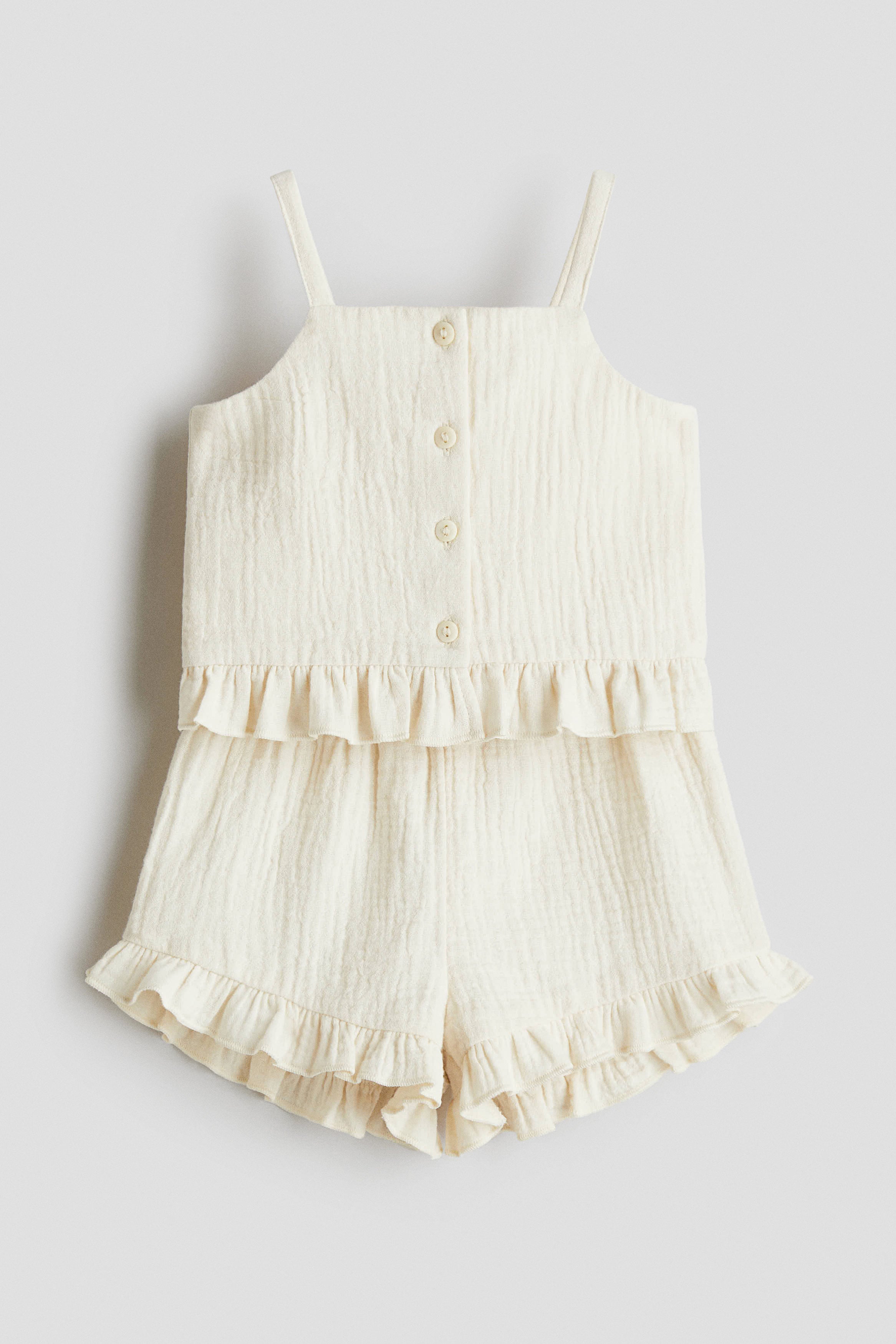 2-piece cotton muslin set - Cream 2 / 12-18 Months