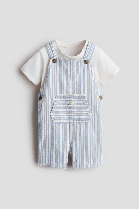 2-piece dungaree shorts and T-shirt set