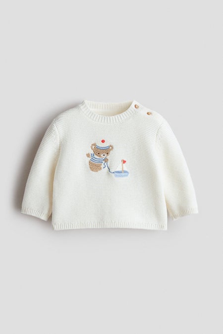 Embroidery-detail cotton jumper