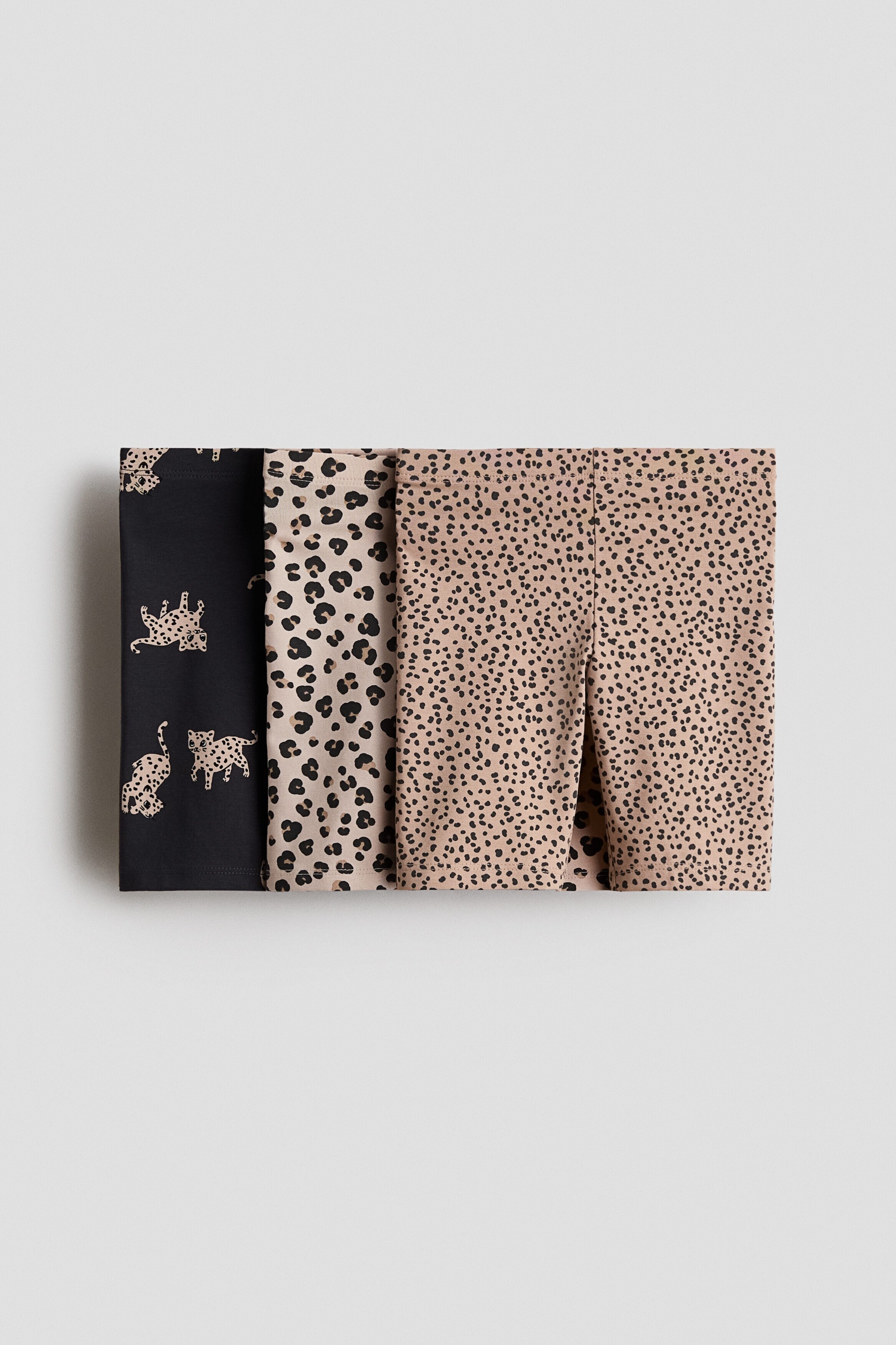 3-pack cotton cycling shorts - Beige Leopard Print / 3-4 Years
