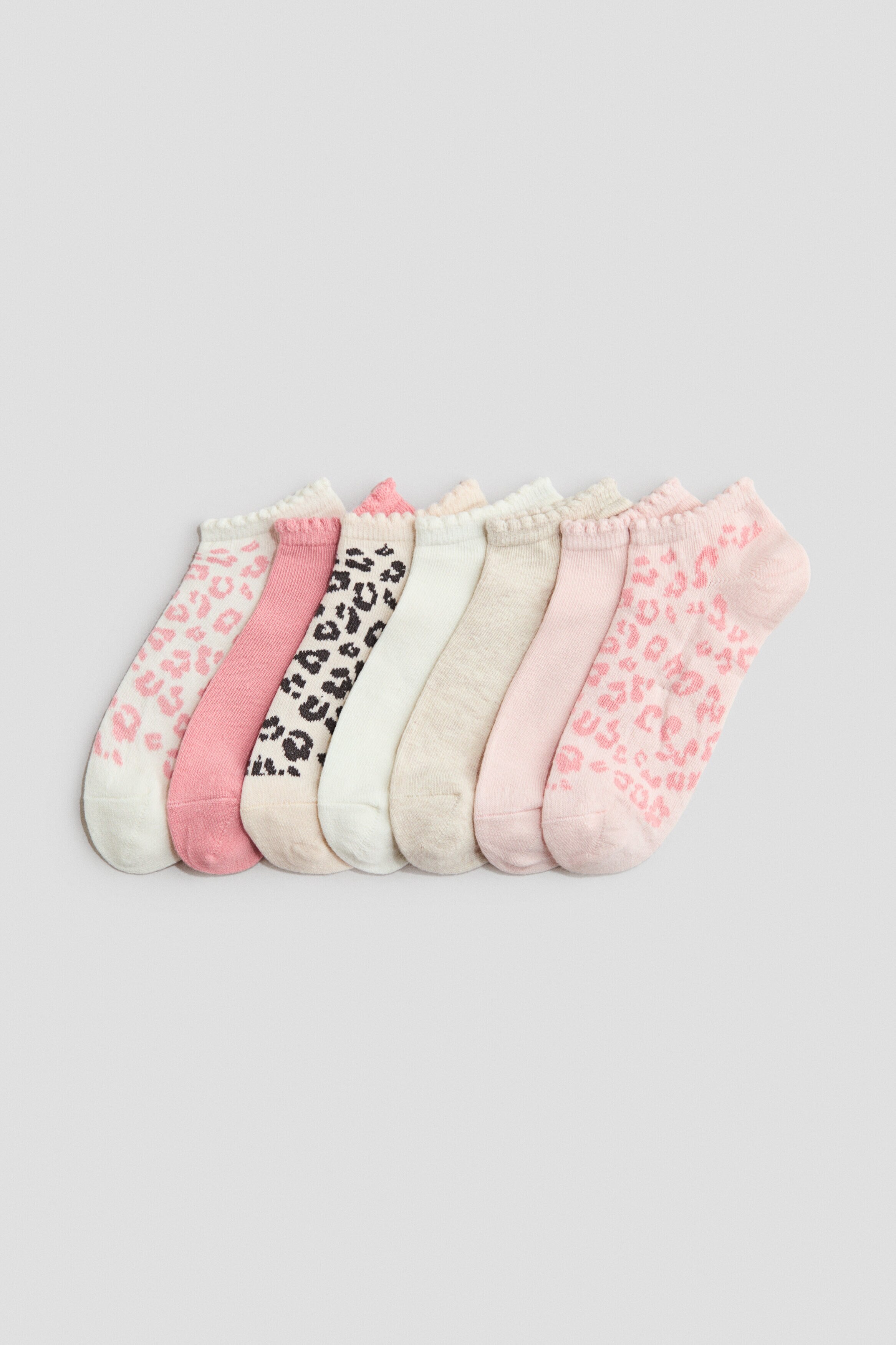 7-pack trainer socks - Light Pink Leopard Print / 31-33