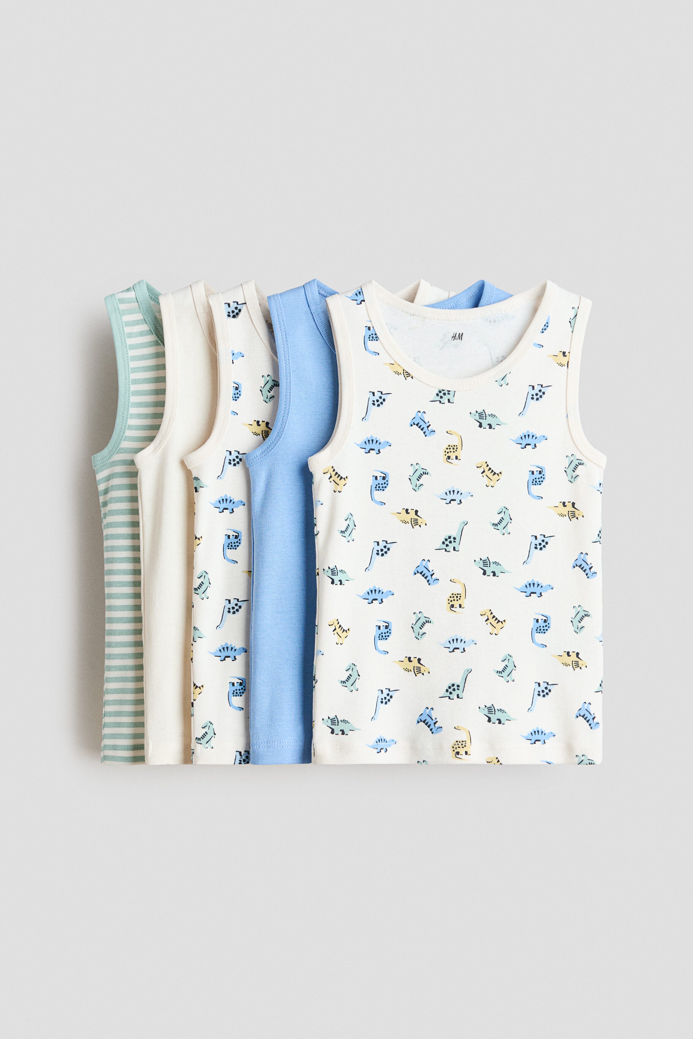 5-pack vest tops - Cream Dinosaurs / 4-6 Years