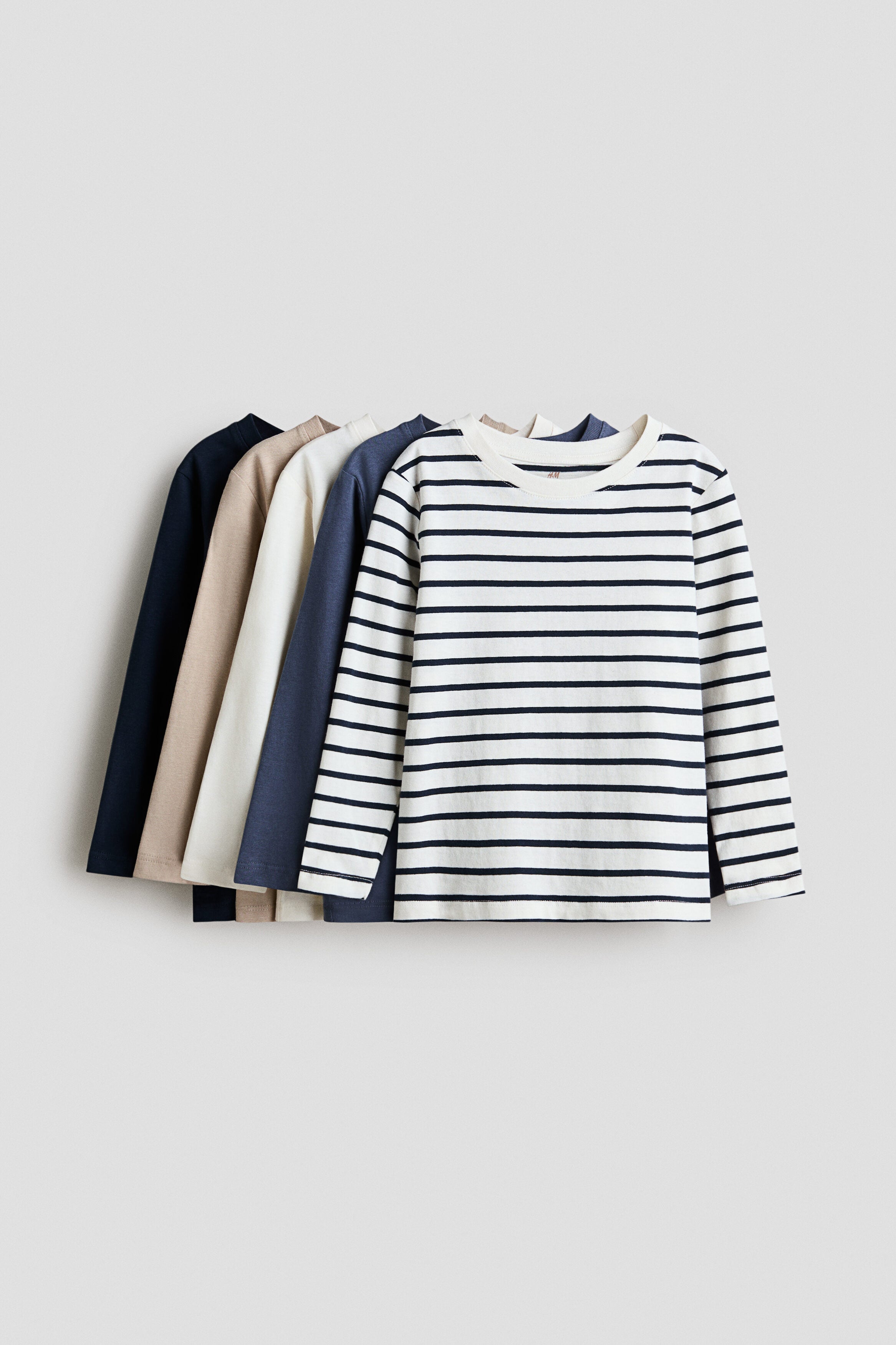 5-pack cotton jersey tops - Blue Striped 0 / 1.5-2 Years