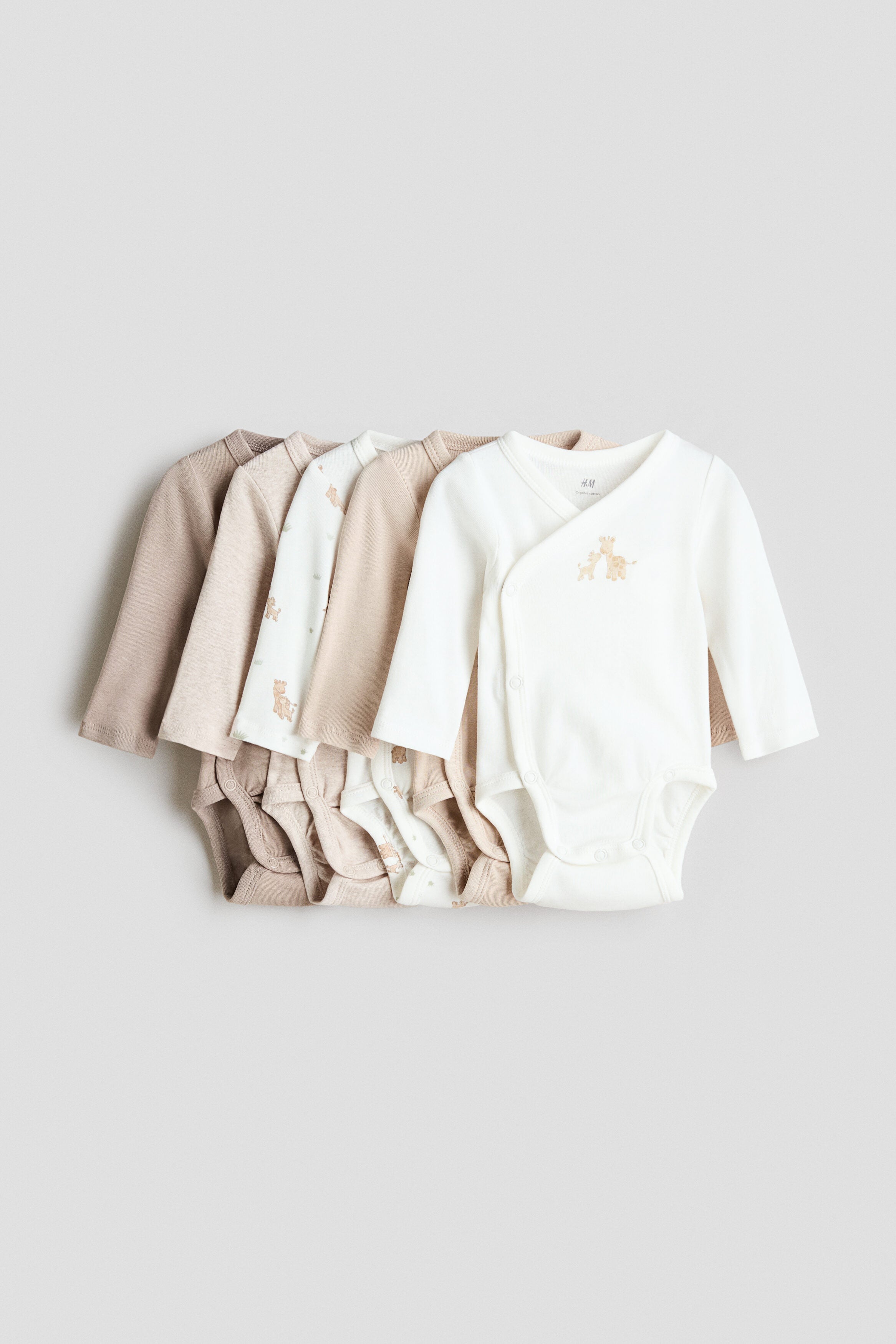 5-pack wrapover bodysuits - White Giraffes 0 / 4-6 Months