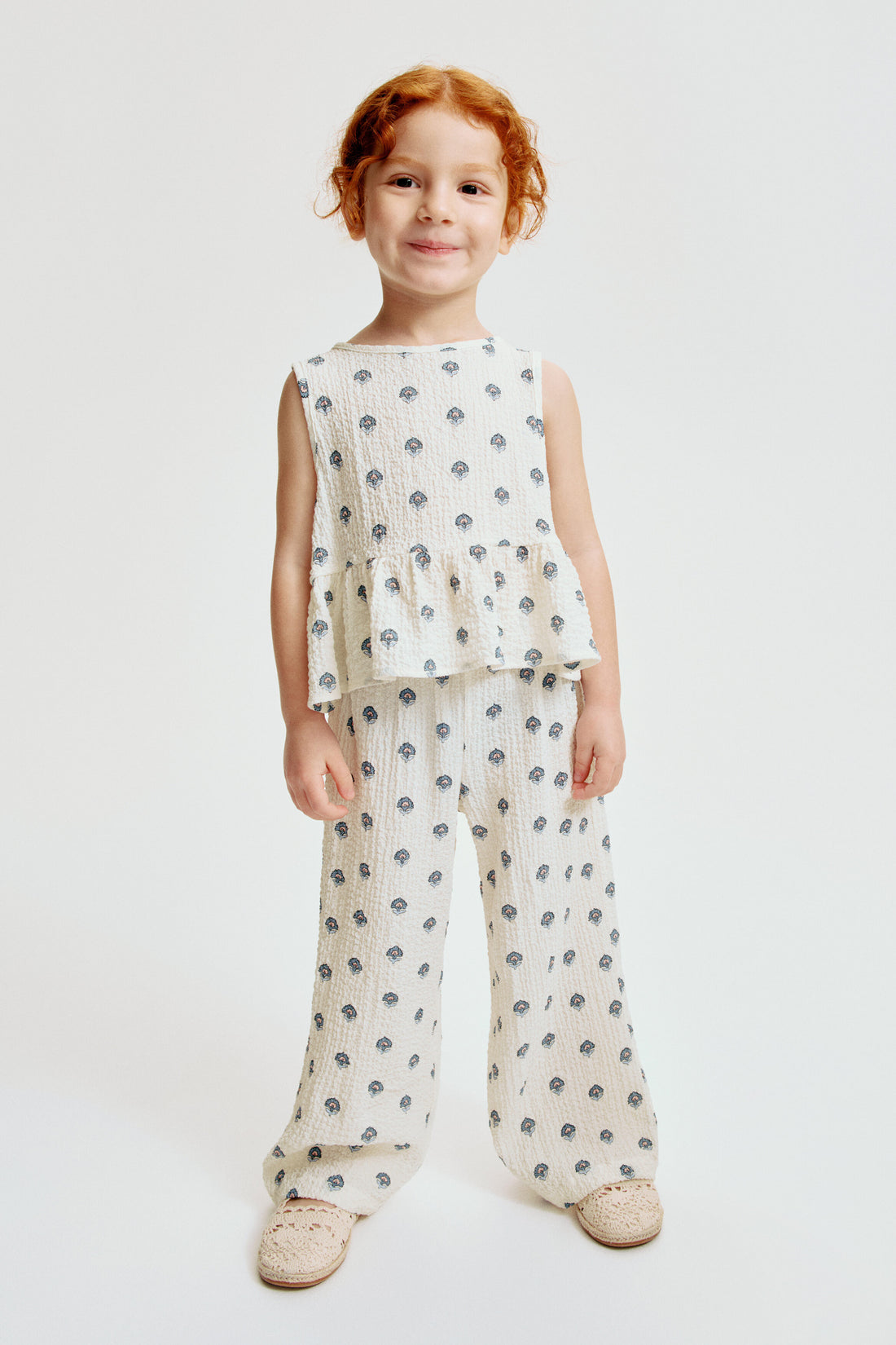 2-piece crinkled jersey set - Cream Floral / 2-3 Years