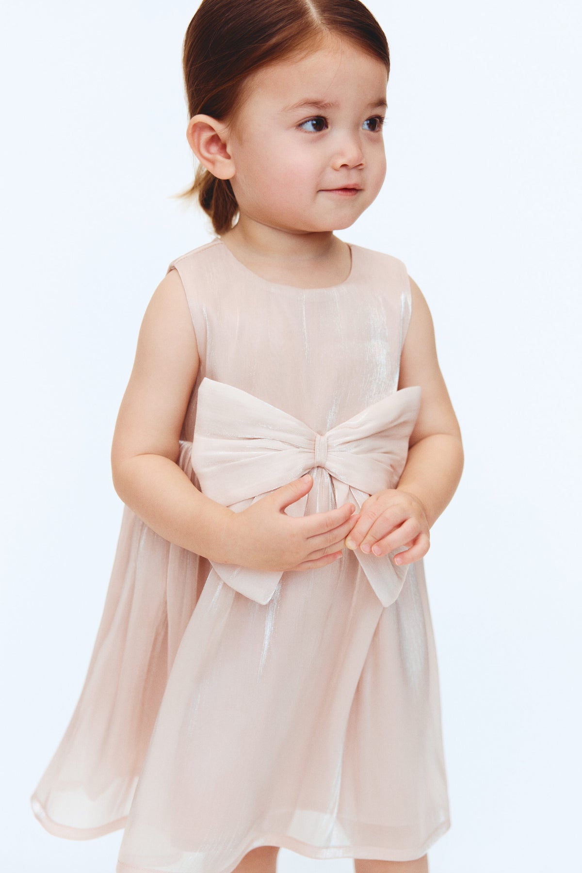 Bow-detail organza dress