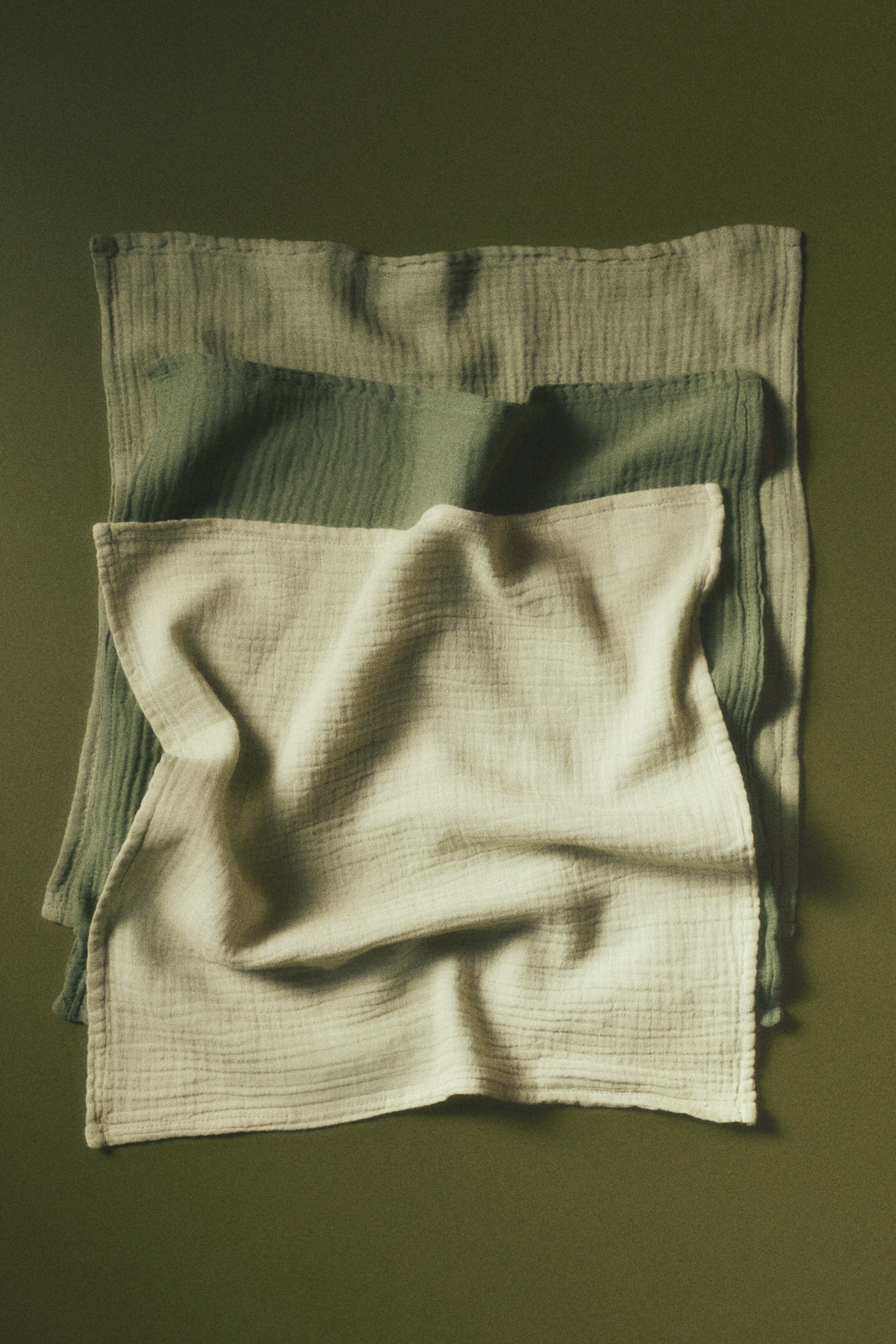 3-pack muslin comfort blankets - Light Khaki Green