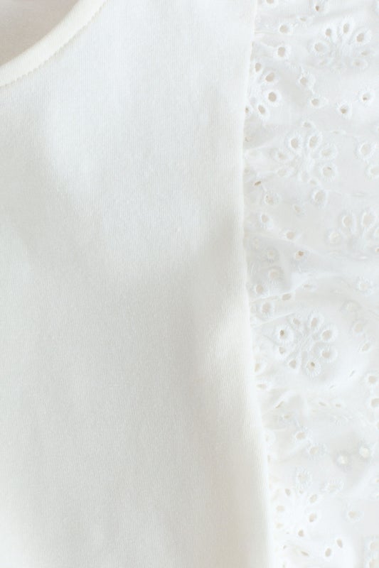 Flutter-sleeved broderie anglaise top