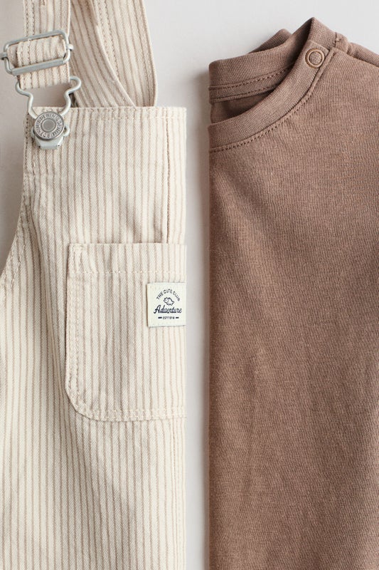 2-piece dungaree shorts and T-shirt set