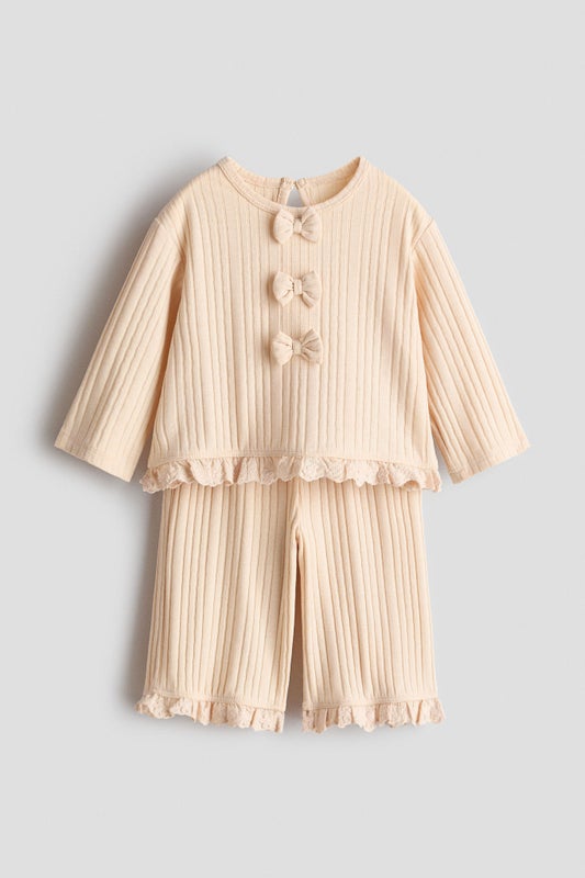 2-piece knitted bow-detail set