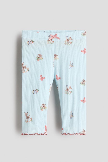 Printed pointelle leggings