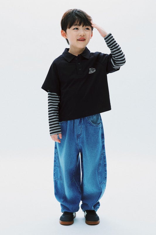 Printed layered polo shirt