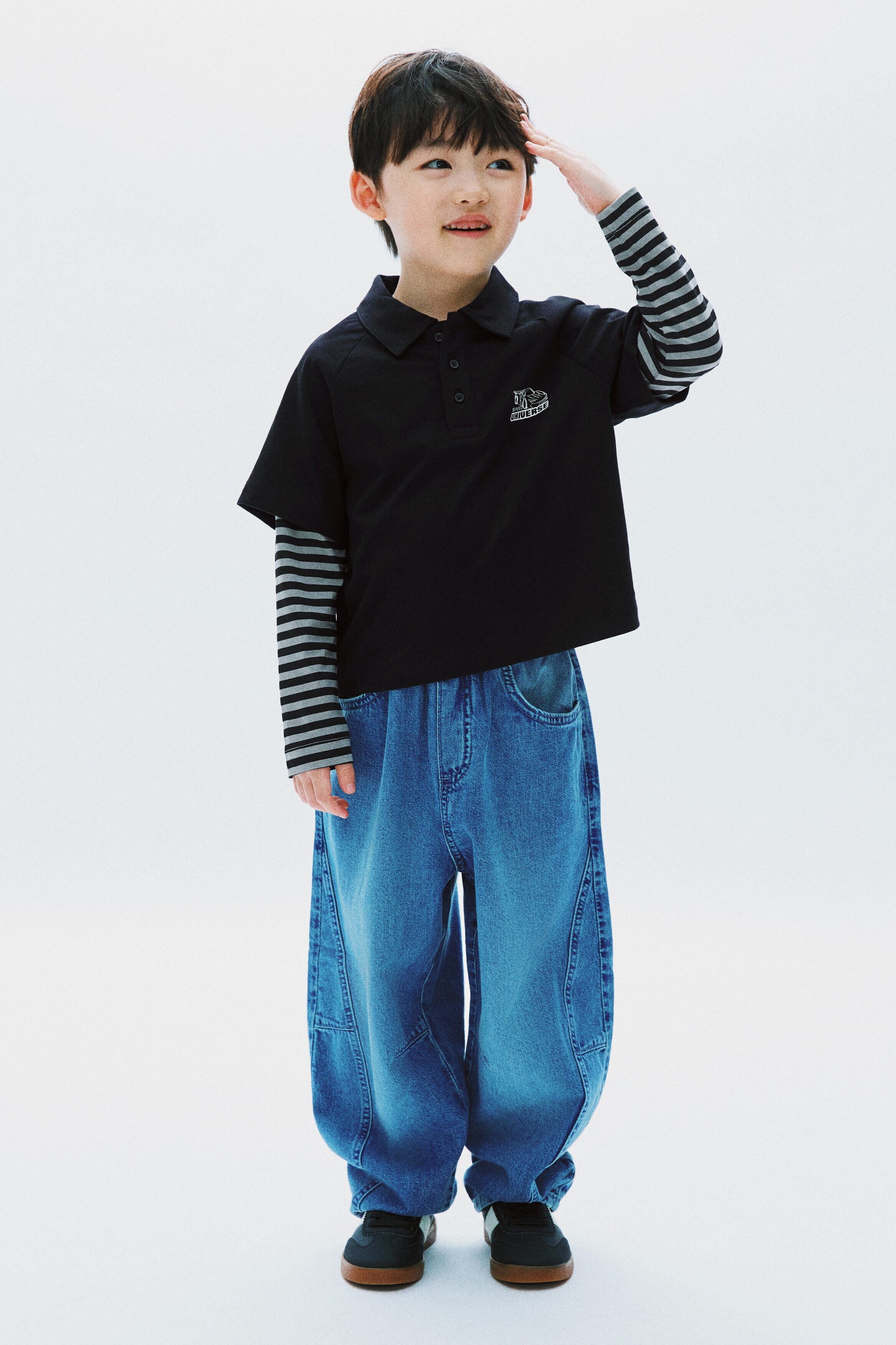 Printed layered polo shirt
