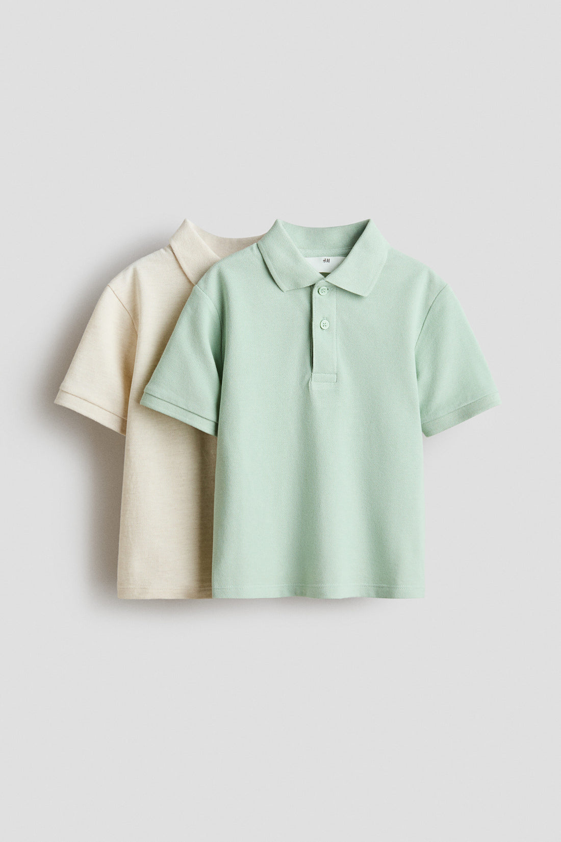 2-pack cotton piqué polo shirts - Light Green Cream / 8-10 Years