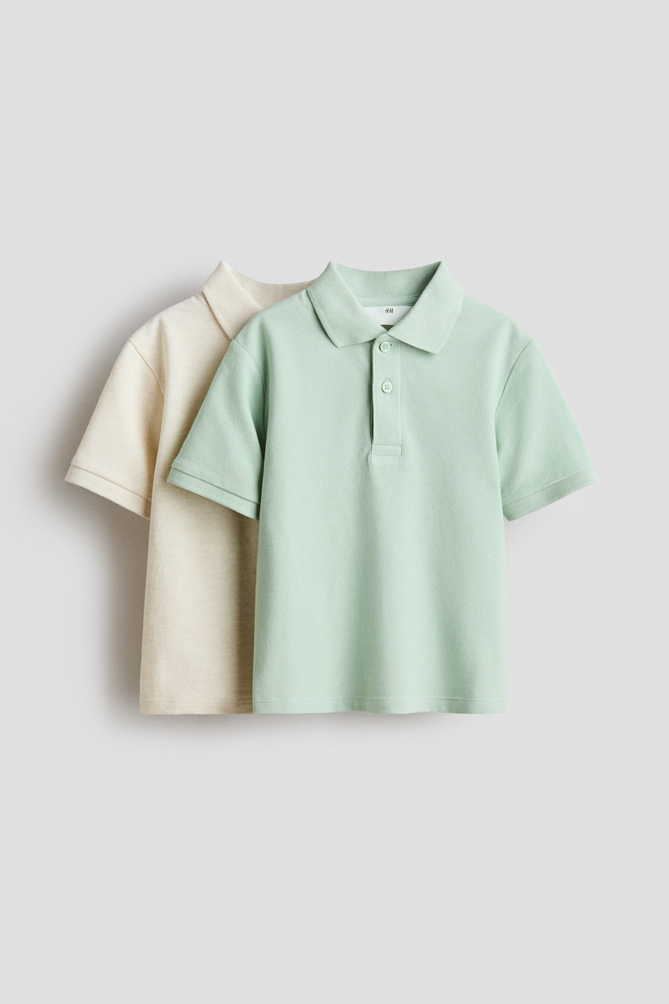 2-pack cotton piqué polo shirts - Light Green Cream / 8-10 Years