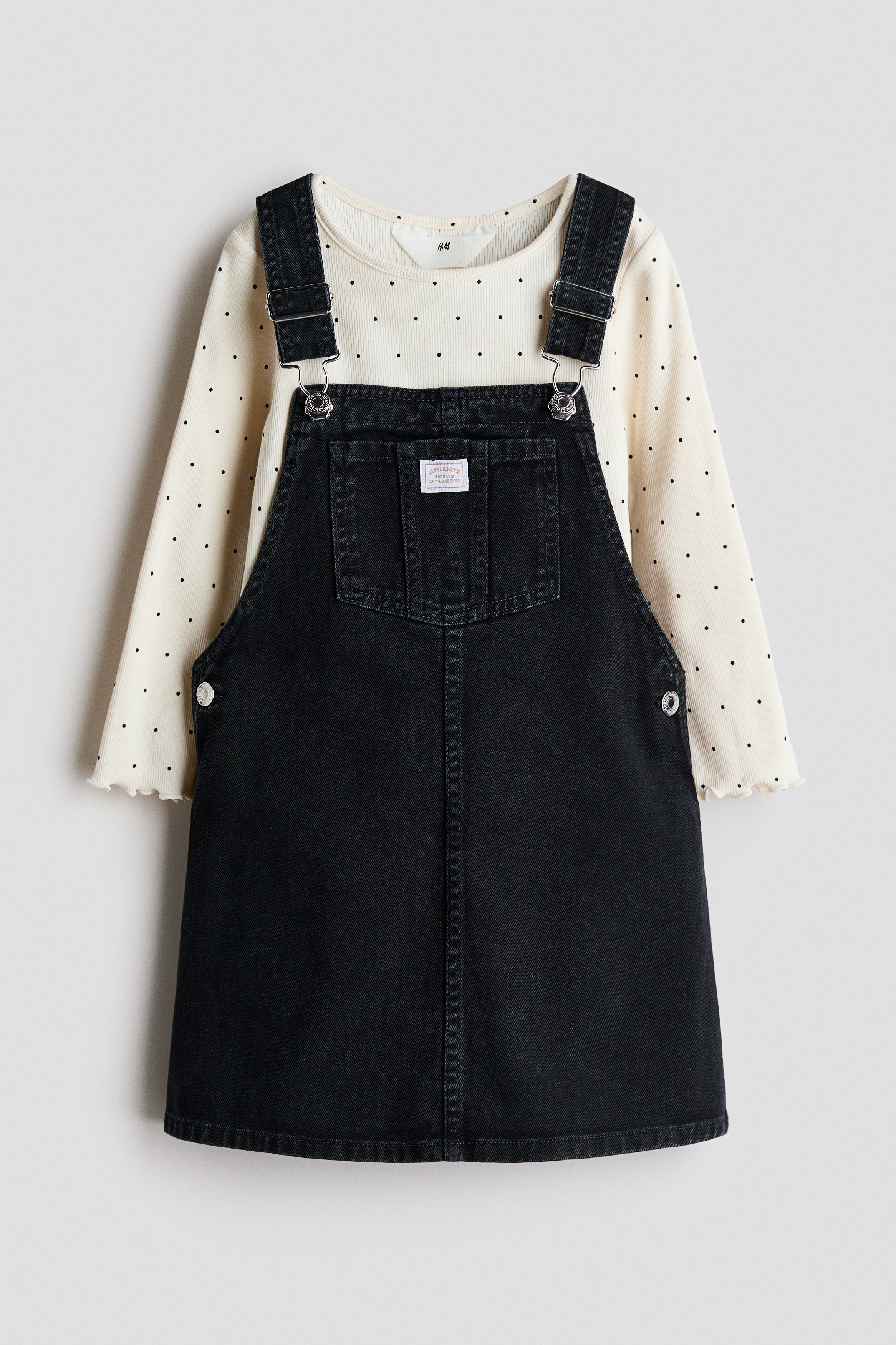 2-piece dress and top set - Light Beige Denim Black / 1.5-2 Years